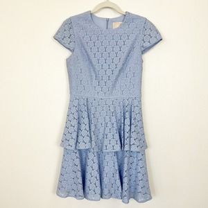 Gal Meets Glam Daisy Lace Tiered Fit & Flare Short Sleeve Dress Women's 4